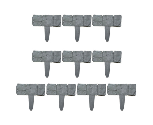 10pcs Garden Edging Border Faux Stone - Grey