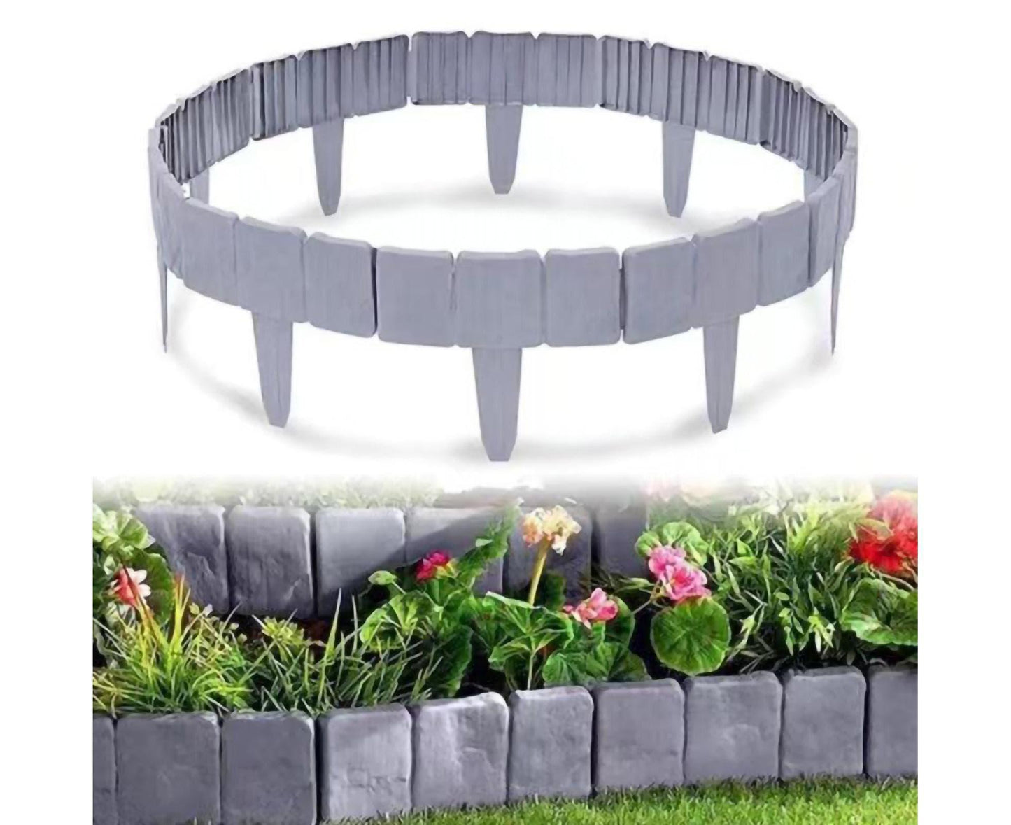 10pcs Garden Edging Border Faux Stone - Grey
