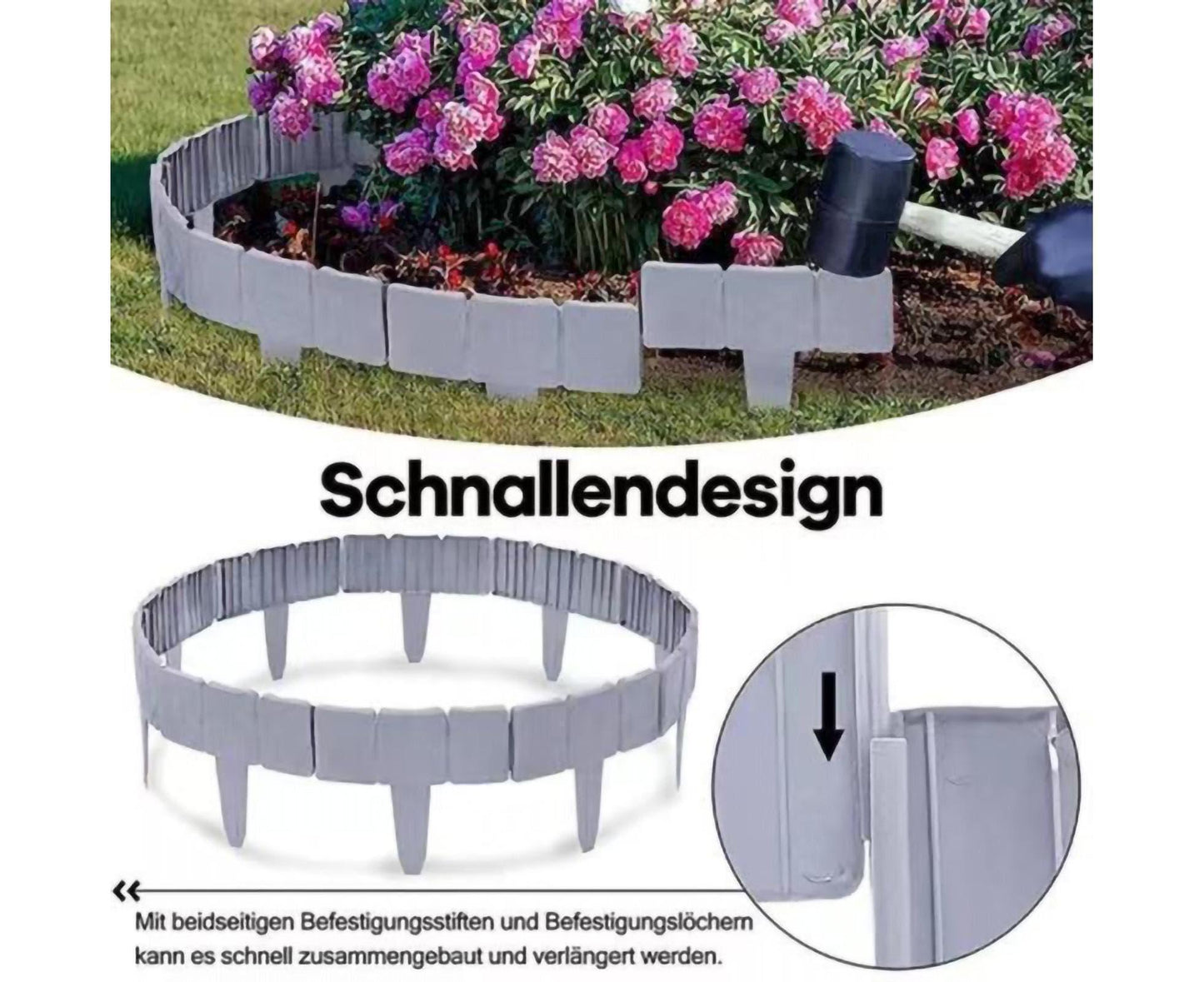 10pcs Garden Edging Border Faux Stone - Grey