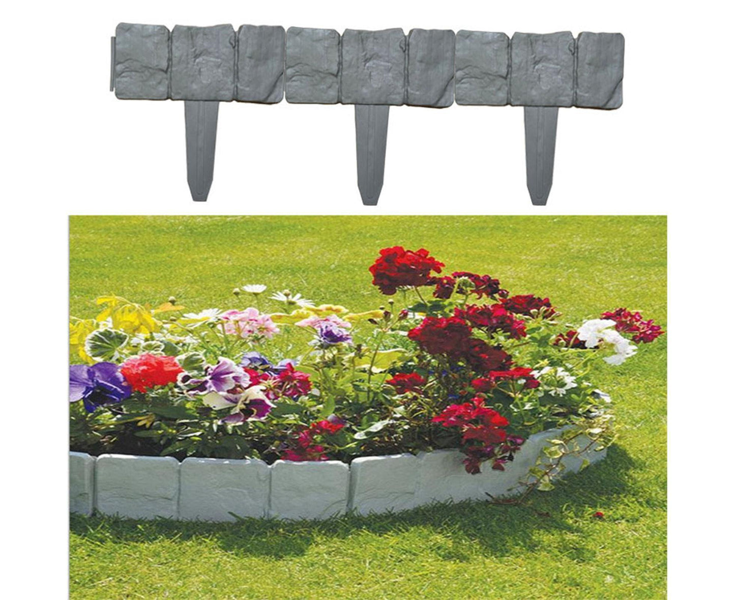 10pcs Garden Edging Border Faux Stone - Grey