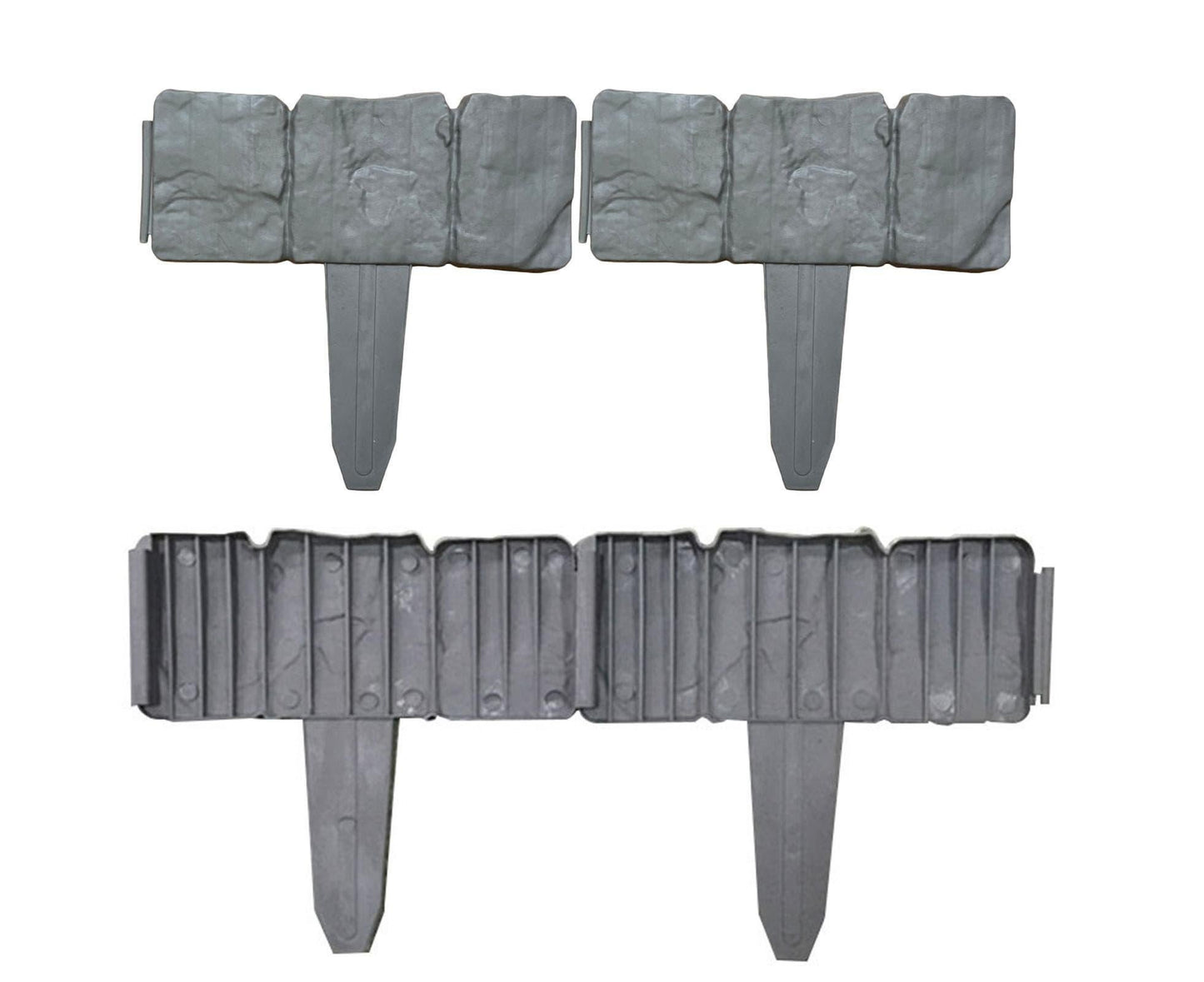 10pcs Garden Edging Border Faux Stone - Grey