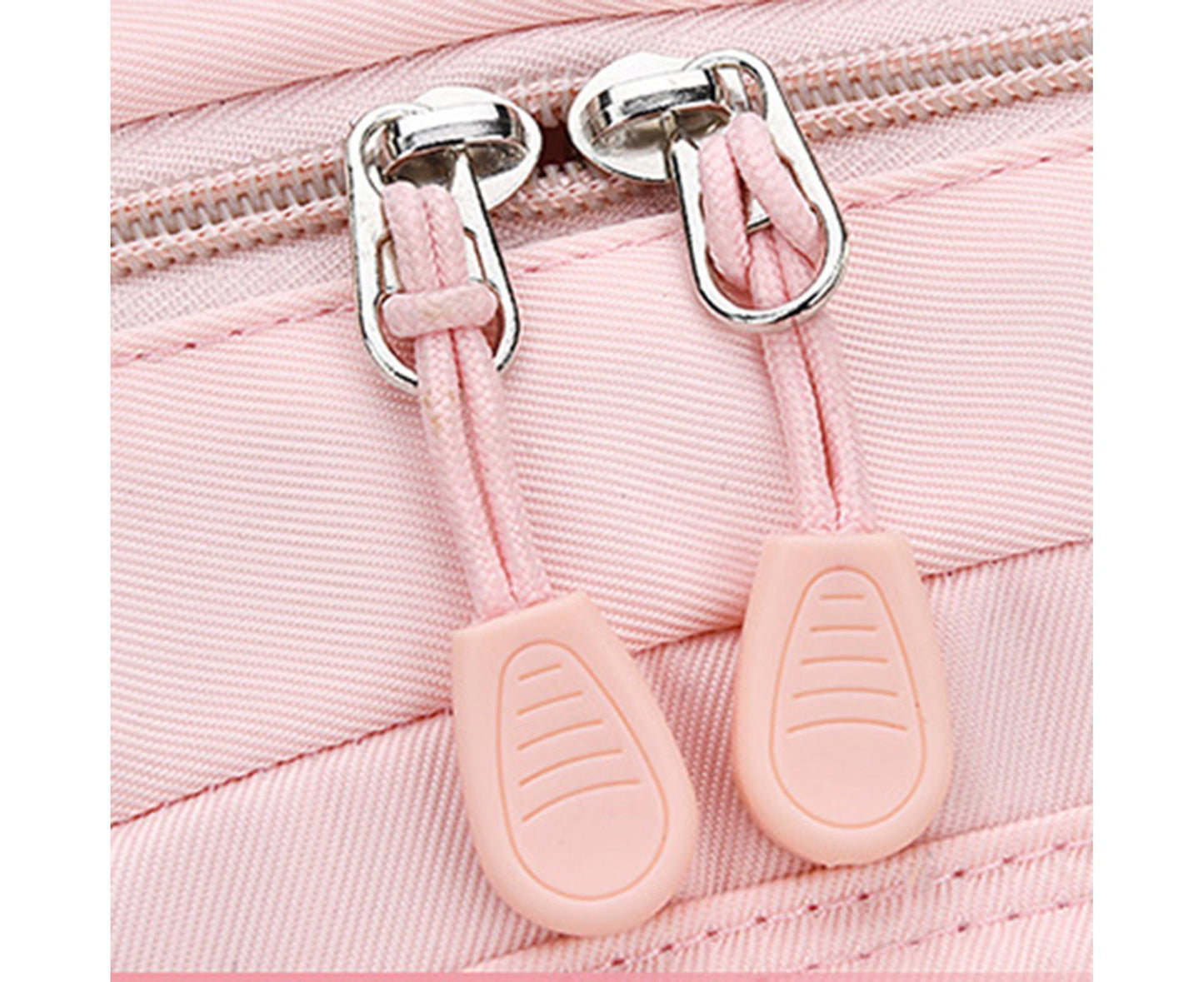 Students Backpack Cartoon Rabbit Waterproof Oxford Cloth Smooth Zipper Bookbag School Bag for Middle School Students - Pink