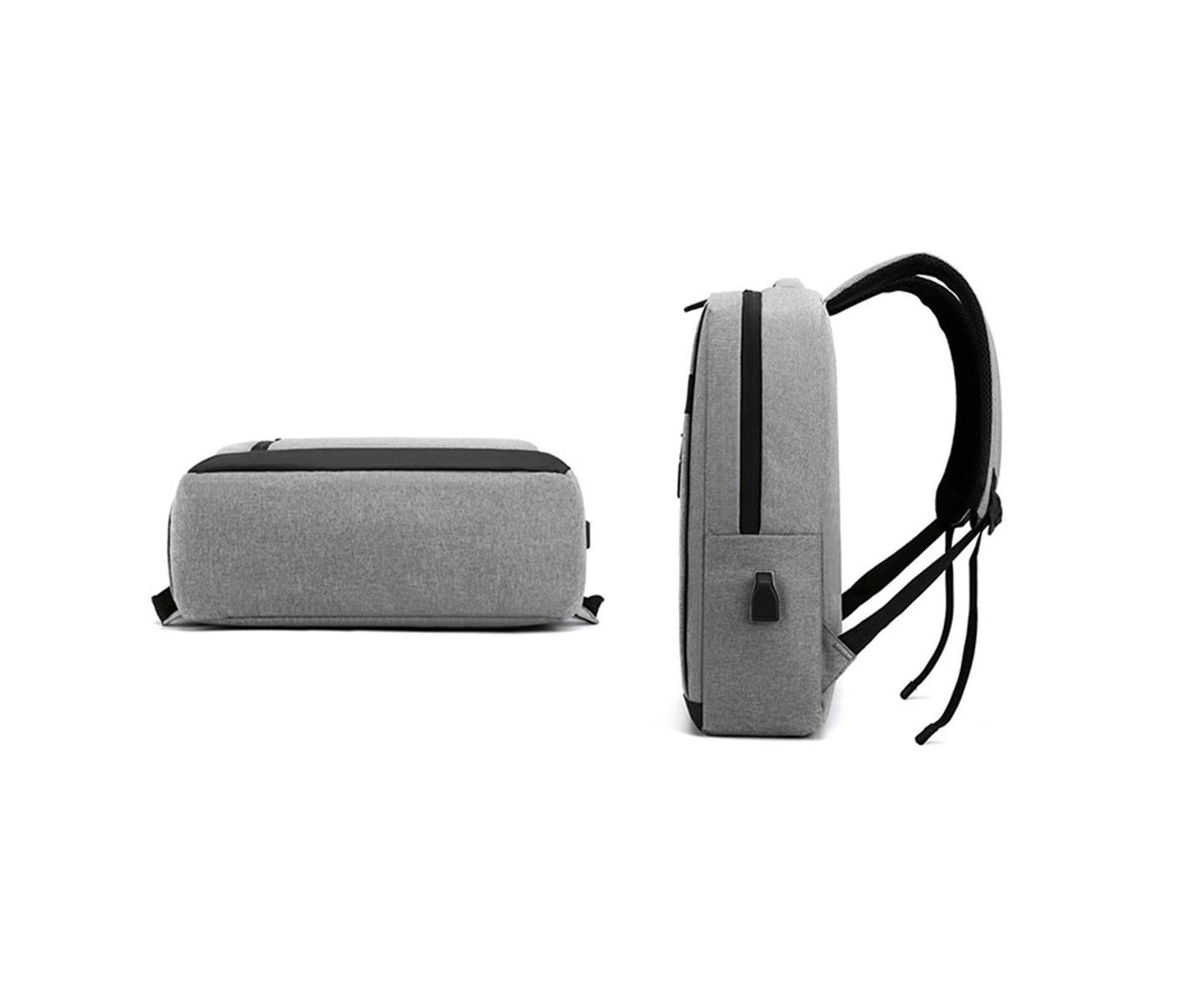 Unisex Backpack Adjustable Shoulder Straps Multilayer Multifunction USB Charging Port Casual Rucksack for Outdoor - Light Grey