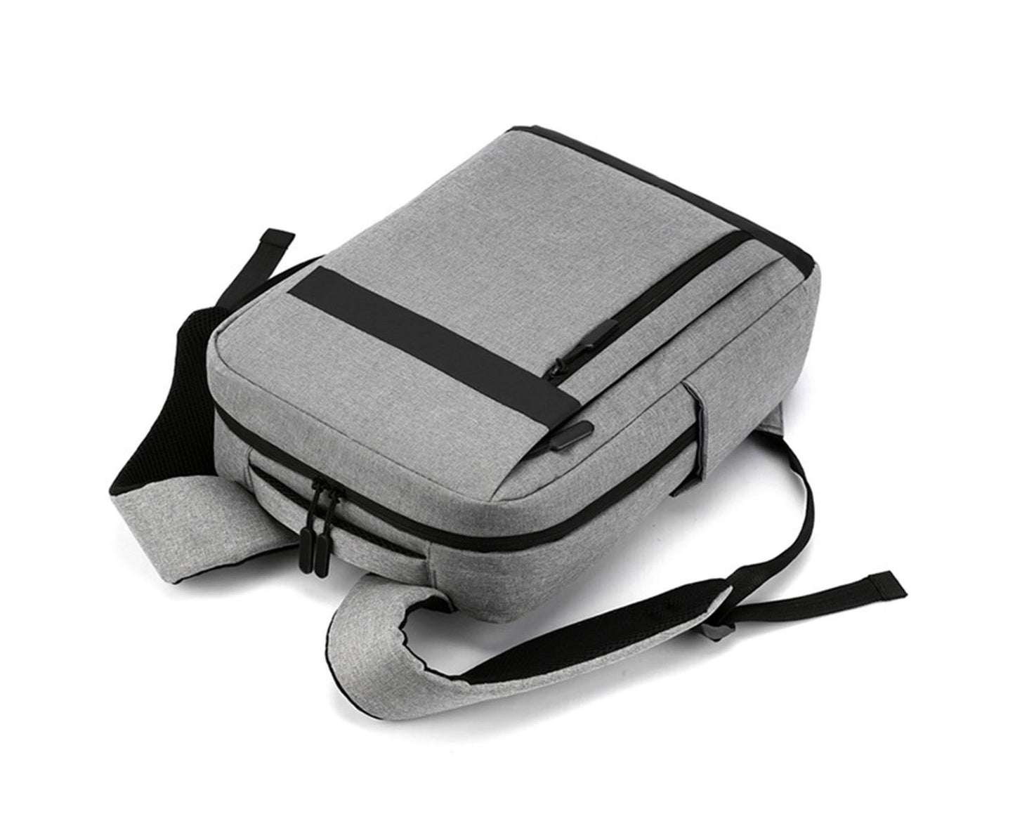 Unisex Backpack Adjustable Shoulder Straps Multilayer Multifunction USB Charging Port Casual Rucksack for Outdoor - Light Grey