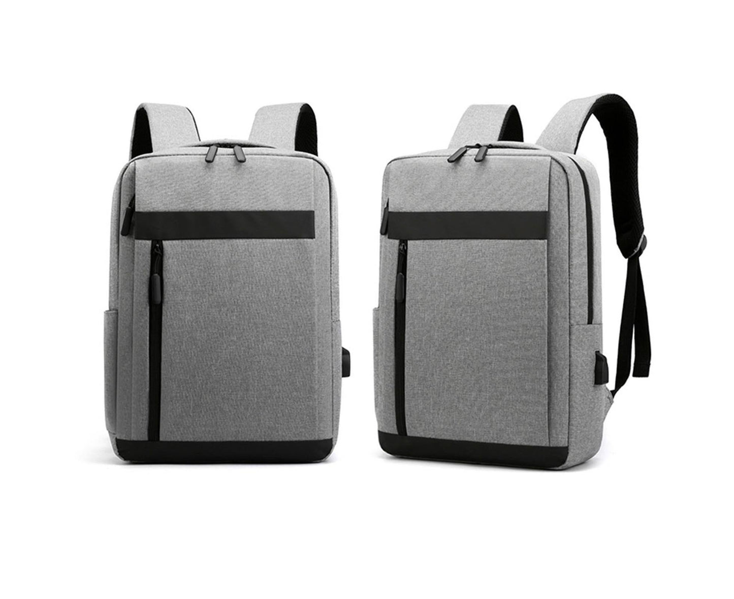 Unisex Backpack Adjustable Shoulder Straps Multilayer Multifunction USB Charging Port Casual Rucksack for Outdoor - Light Grey