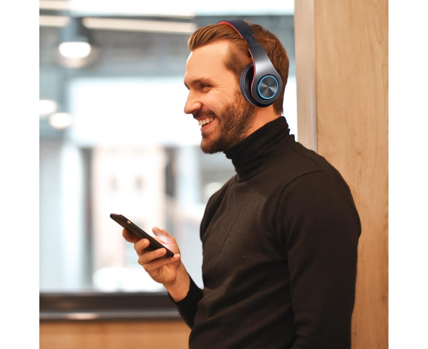 Bluetooth Over Ear Headphones - Stereo Bass - Soft Earmuffs with Built-in Mic for Gym/Office