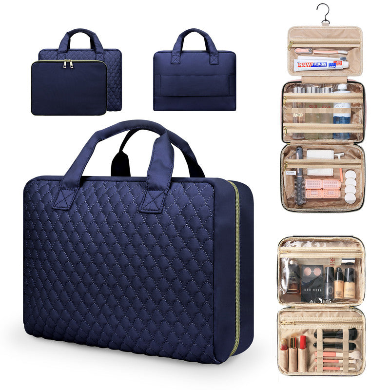 Ladies toiletry bag - Men's toiletry bag - Travel toiletry bag - Portable hanging storage box - Suitable for travel size shampoo, conditioner, skincare products and makeup accessories-DarkBlue