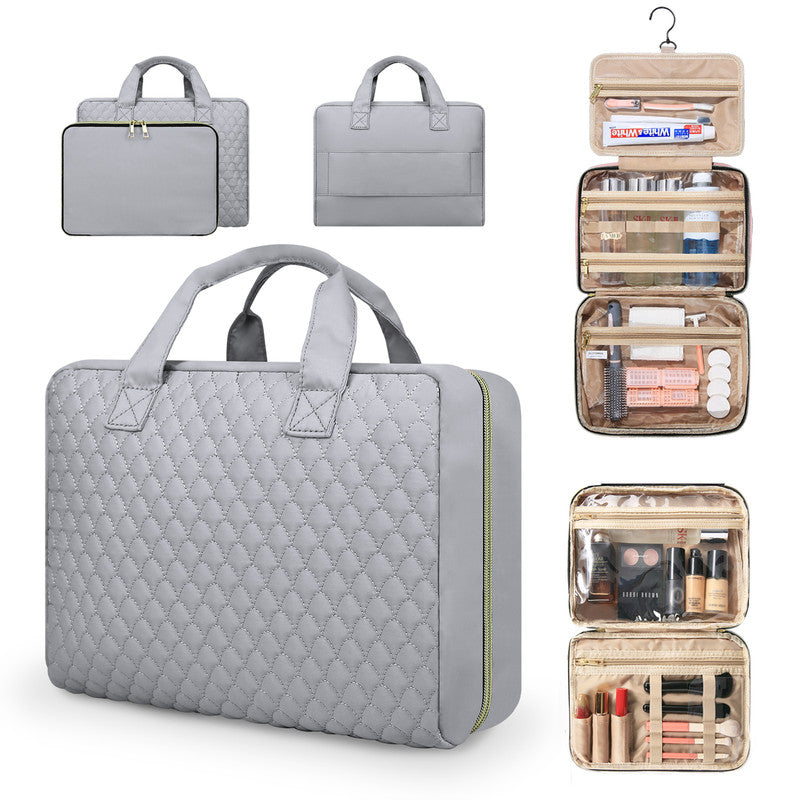 Ladies toiletry bag - Men's toiletry bag - Travel toiletry bag - Portable hanging storage box - Suitable for travel size shampoo, conditioner, skincare products and makeup accessories-Gray