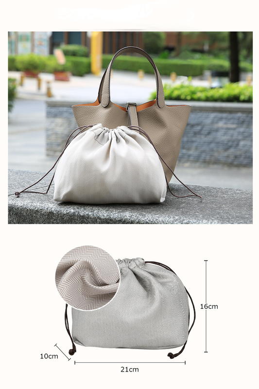 Tote Bag for Women Vegan Leather Bucket Purse for Women Top Handle Handbag Shoulder Bag-Greyish Apricot