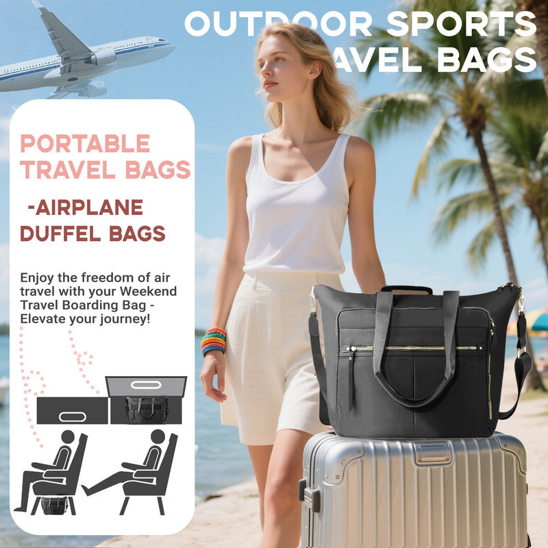 Travel Bag - Women's Travel Bag - Sports & Fitness Bag - Yoga Bag - Sports Bag - Carry-On Luggage - Waterproof & Durable - 40x21x34 cm - Dry/Wet Separation Luggage - Weekend Bag - black