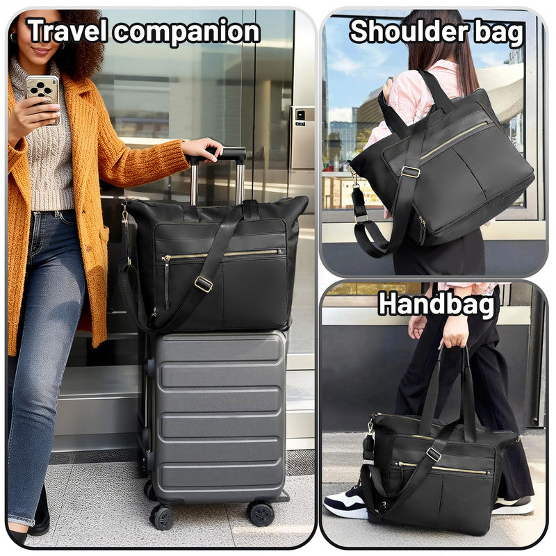 Travel Bag - Women's Travel Bag - Sports & Fitness Bag - Yoga Bag - Sports Bag - Carry-On Luggage - Waterproof & Durable - 40x21x34 cm - Dry/Wet Separation Luggage - Weekend Bag - black