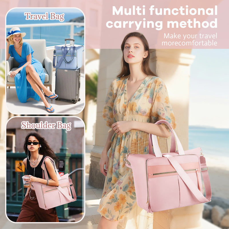 Travel Bag - Women's Travel Bag - Sports & Fitness Bag - Yoga Bag - Sports Bag - Carry-On Luggage - Waterproof & Durable - 40x21x34 cm - Dry/Wet Separation Luggage - Weekend Bag - Pink