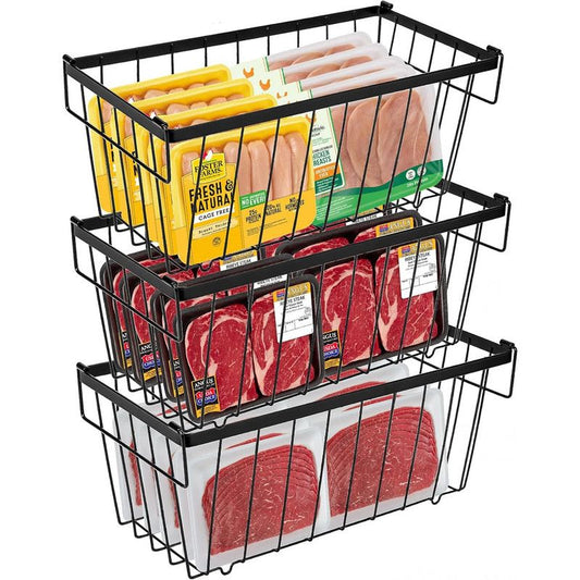 5pcs Multifunctional Kitchen Storage Basket, Fridge Organizer for Ice Cream Meatballs, Divided Storage Bin for Bedroom Bathroom Cabinet Sundries-5PCS