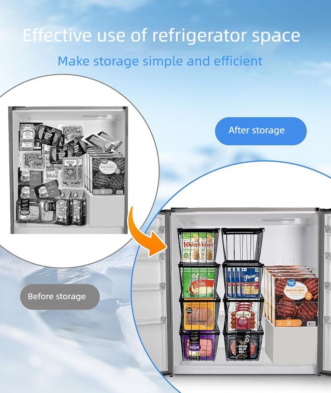 5pcs Multifunctional Kitchen Storage Basket, Fridge Organizer for Ice Cream Meatballs, Divided Storage Bin for Bedroom Bathroom Cabinet Sundries-5PCS