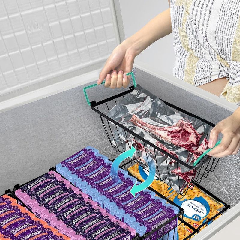 8pcs Multifunctional Kitchen Storage Basket, Fridge Organizer for Ice Cream Meatballs, Divided Storage Bin for Bedroom Bathroom Cabinet Sundries-8PCS