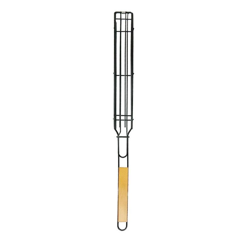 Wood Handle Stainless Steel BBQ Grill Basket Clip Camping Grill Tools