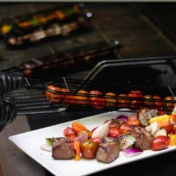 Wood Handle Stainless Steel BBQ Grill Basket Clip Camping Grill Tools