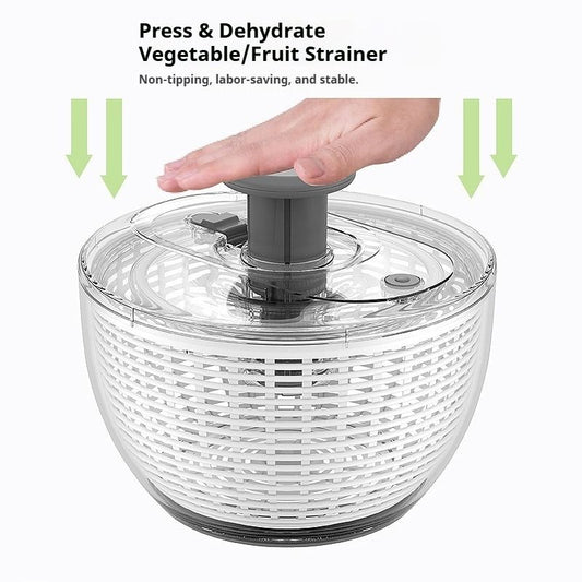 6L Press-Type Salad Spinner, Multifunctional Vegetable Dryer, Household Fruit Washer Drain Basket for Fitness Meal Greens