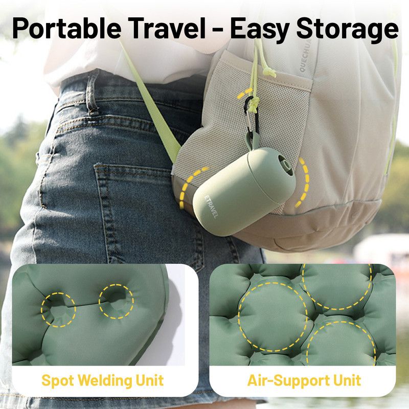 Portable Outdoor Inflatable Seat Cushion, Multi-Functional Inflatable Storage Box and Seat Cushion Combo, Portable Folding Seat Cushion for Camping and Travel, Portable Push-to-Inflate Cushion - Olive Green