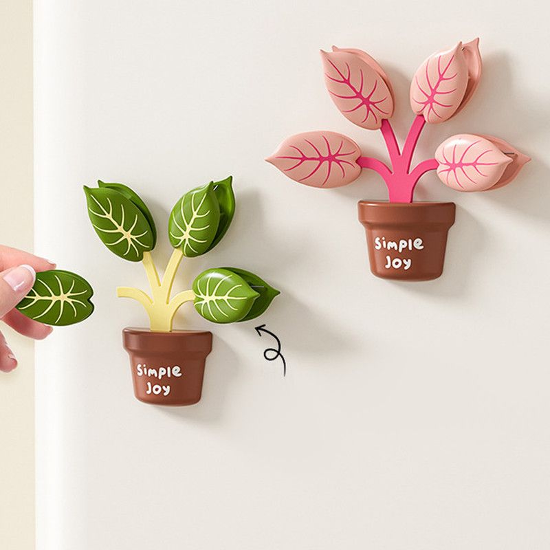 Household Food Bag Freshness Sealing Clips, Creative Plant Pot Magnetic Clips, Multifunctional Fridge Magnet Clips, Cute Leaf-Shaped Food Bag Clips - Green