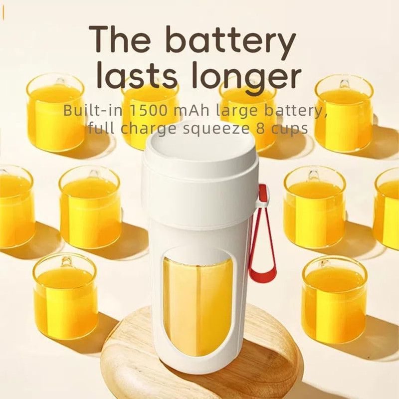 Portable Cordless Juicing Cup, Dual-Lid Design – 12-Blade Juicer, 1500mAh High Capacity, Compact Multi-Functional Portable Juicing Cup for Home Use – Orange