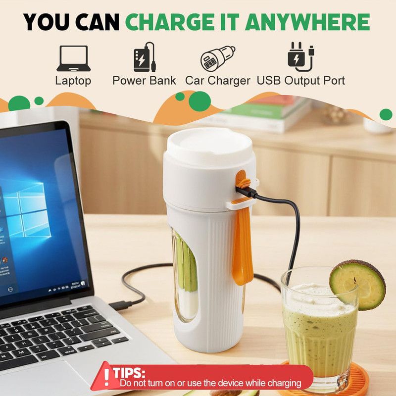 Portable Cordless Juicing Cup, Dual-Lid Design – 12-Blade Juicer, 1500mAh High Capacity, Compact Multi-Functional Portable Juicing Cup for Home Use – Green