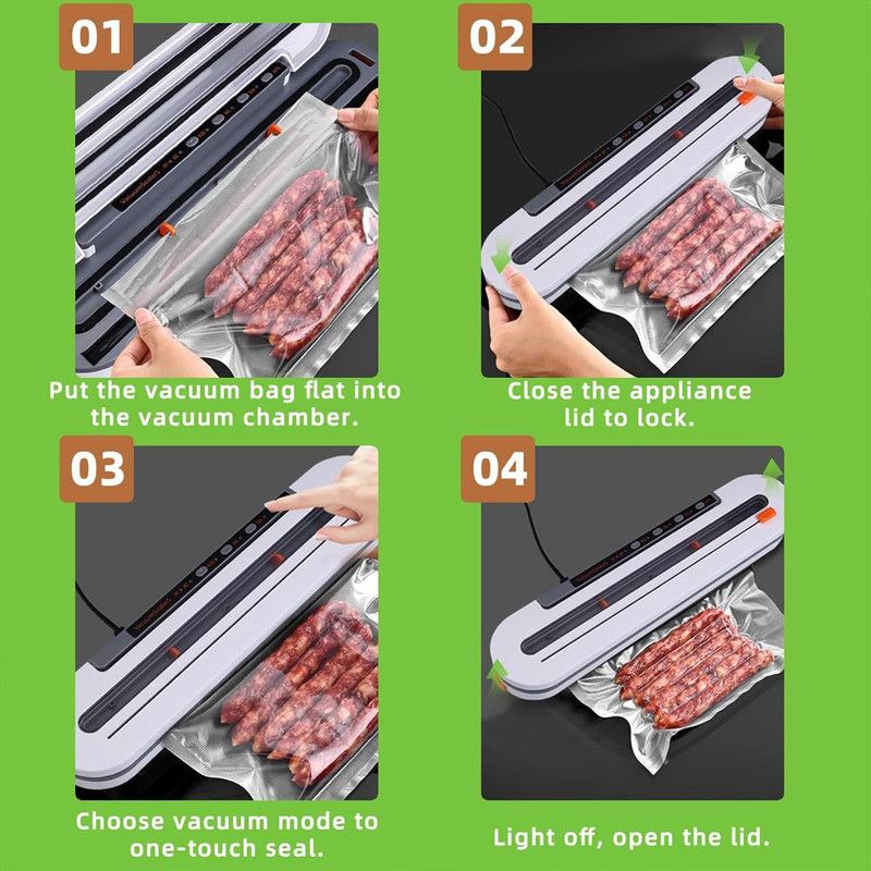 Home Vacuum Sealer, All-in-One Automatic Food Preservation Machine for Dry and Wet Items, 30cm Extended Sealing Vacuum Packer, One-Touch Vacuuming to Prevent Odor Transfer and Leaks, Compatible with External Vacuuming, Spot Vacuuming, Dry, and Wet Modes—W