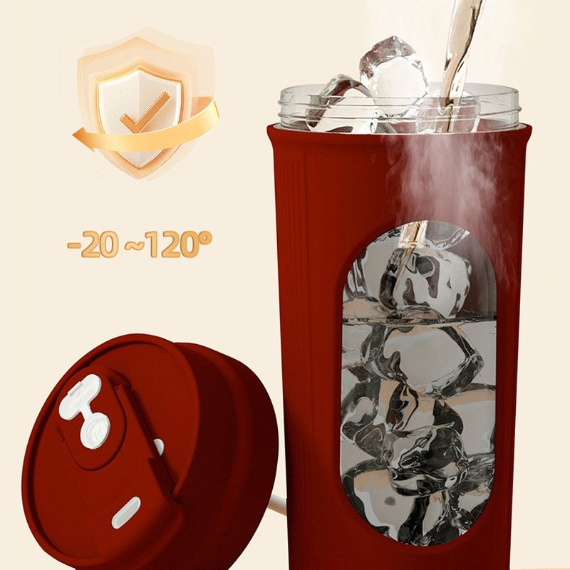 Electric Automatic Mixing Cup, One-Button Shaker Cup, Food-Grade Portable Coffee/Water Cup with Dual Spouts, Type-C Charging, Portable Leak-Proof Electric Mixing Cup with Carrying Strap—Red