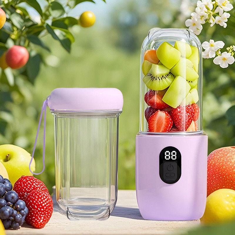 Portable Electric Juicer Cup, with Digital Display for Home Use, High-Power 16-Blade Head, Large-Capacity Outdoor Portable Wireless Charging Juicer Cup, Food-Grade Material with Child Safety Lock Design - Green