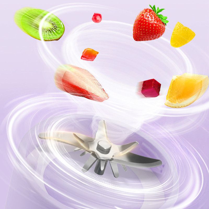 Portable Electric Juicer Cup with Digital Display for Home Use, High-Powered 16-Blade Head, Large-Capacity Outdoor Portable Wireless Charging Juicer Cup, Food-Grade Material with Child Safety Lock—Purple
