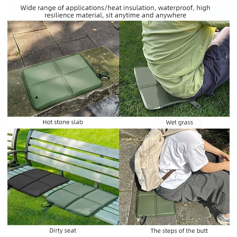 Portable Folding Outdoor Seat Cushion, Portable Insulated Seat Cushion for Camping, Picnics, and Hiking - Black