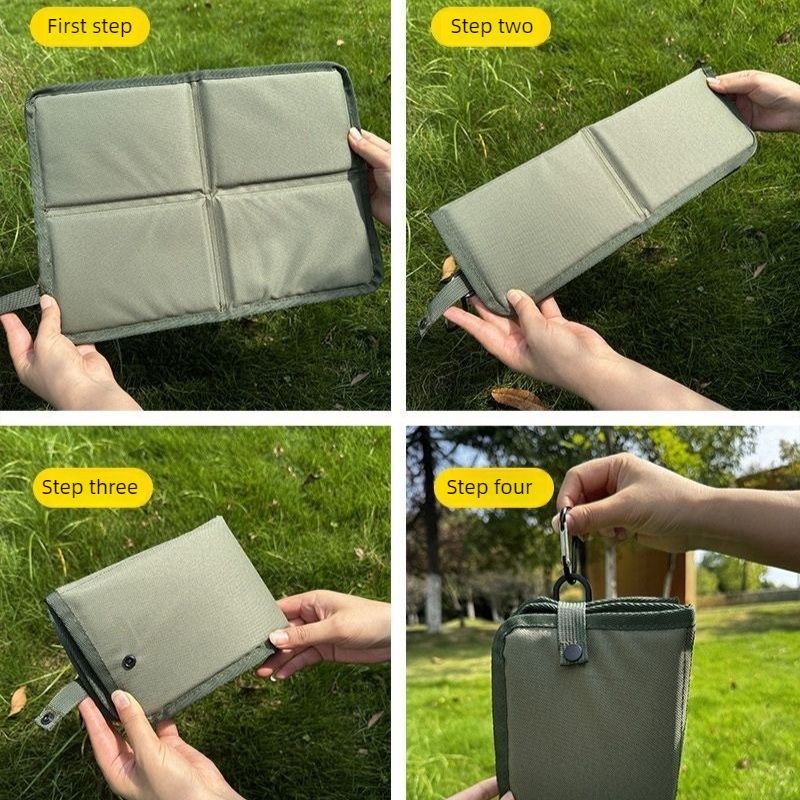 Portable Folding Outdoor Seat Cushion, Portable Insulated Seat Cushion for Camping, Picnics, and Hiking - Black