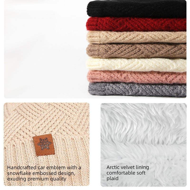Women's Fashionable Winter 3-Piece Set: Knit Hat, Scarf, and Gloves.  A must-have for outdoor skiing and cycling—Gray