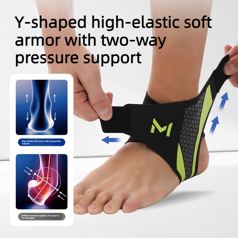 2-Pack Adjustable Compression Ankle Braces, Lightweight and Twist-Resistant - Green