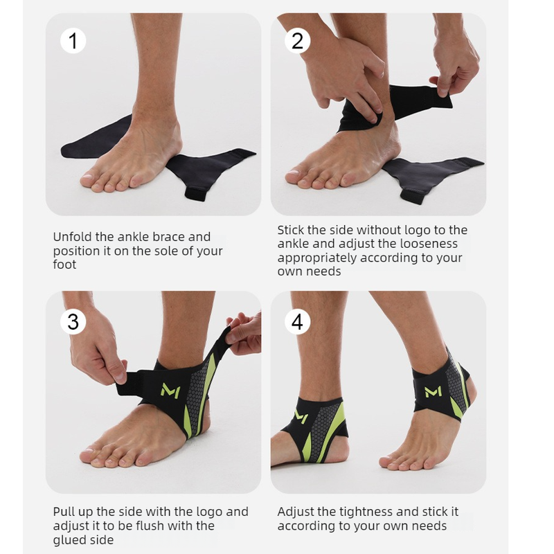 2-Pack Adjustable Compression Ankle Braces, Lightweight and Twist-Resistant - Green