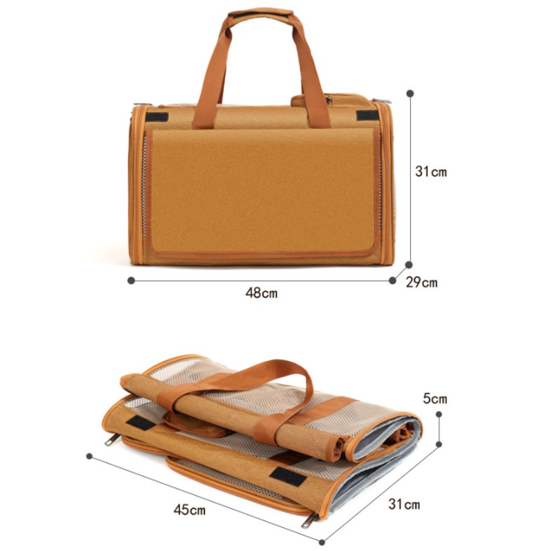 Multifunctional Pet Travel Bag: Large Capacity, Breathable, Portable, Handheld or Crossbody Pet Bag - Brown