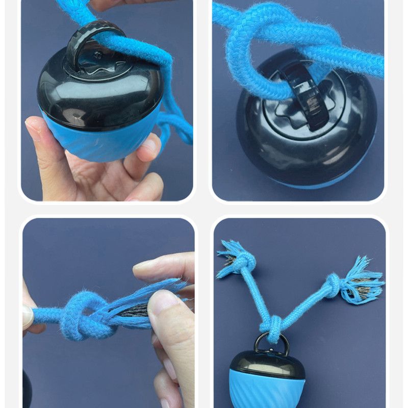 Electric Rolling Pet Ball for Cats and Dogs, Durable, Chew-Resistant, Rope-Knot, Squeaky, and Glowing Toy - Red