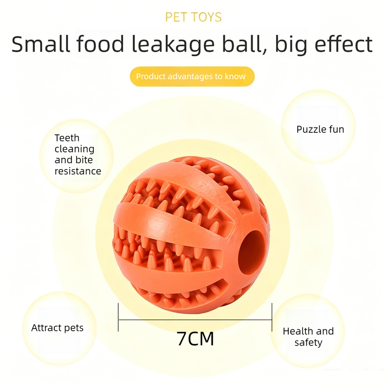 2 Large Pet Food Dispenser Balls, 7 cm – Durable Teething and Dental Care Toys – Red