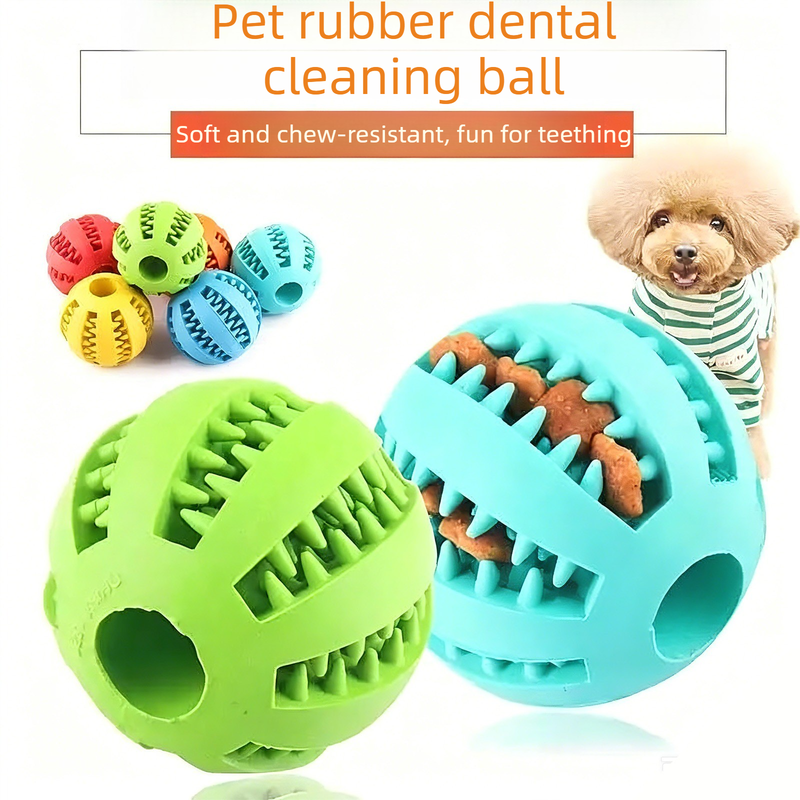 2 Large Pet Food Dispenser Balls, 7 cm – Durable Teething and Dental Care Toys – Blue