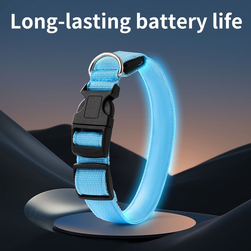 Pet LED Light-Up Collar, Large, Adjustable, USB Rechargeable, for Cats and Dogs, Nighttime Anti-Lost - Pink