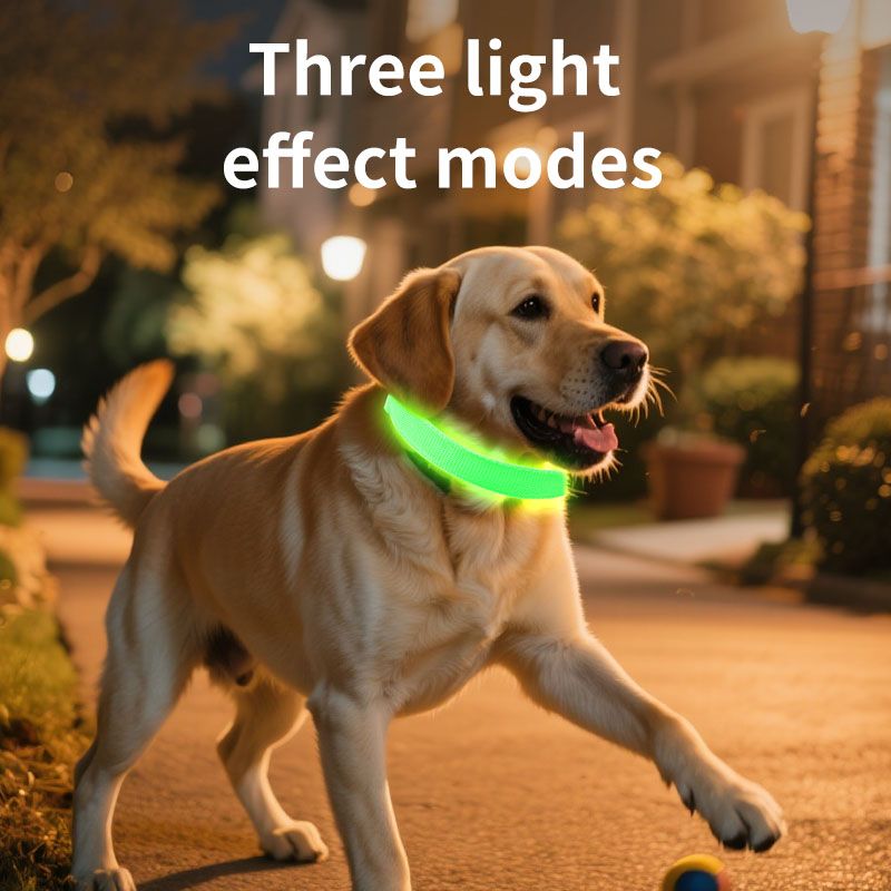 Pet LED Light-Up Collar, Large, Adjustable, USB Rechargeable, for Cats and Dogs, Nighttime Anti-Lost - Pink