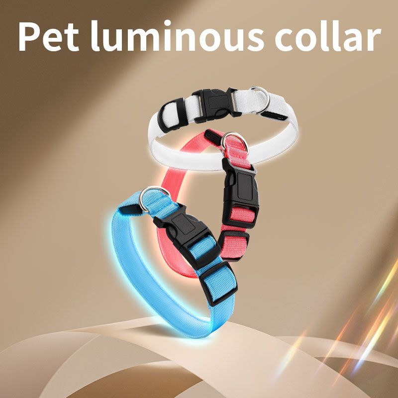 LED Light-Up Pet Collar, Large, Adjustable, USB Rechargeable, for Cats and Dogs, Nighttime Anti-Lost– Blue