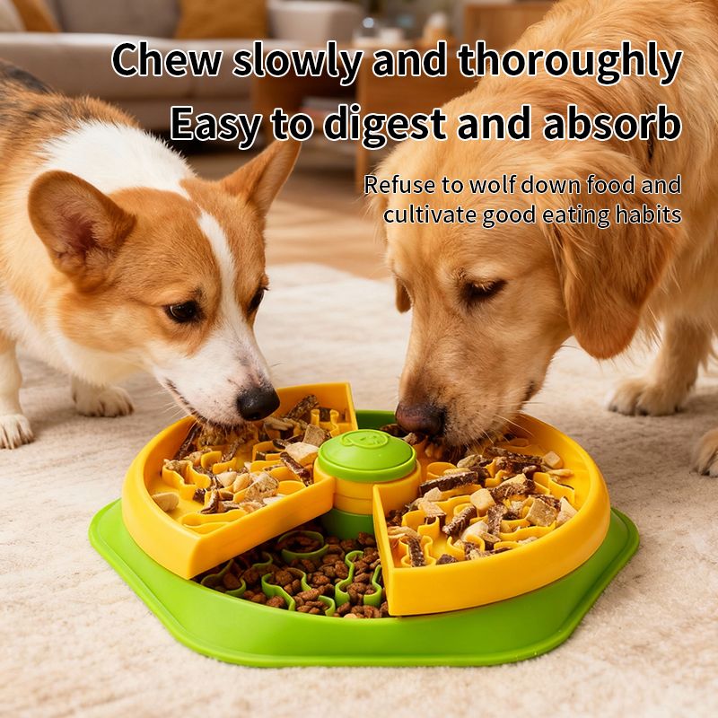 Large 360° Rotating Double-Layer Slow Feeder Bowl, 27 cm, Puzzle Feeder for Cats and Dogs