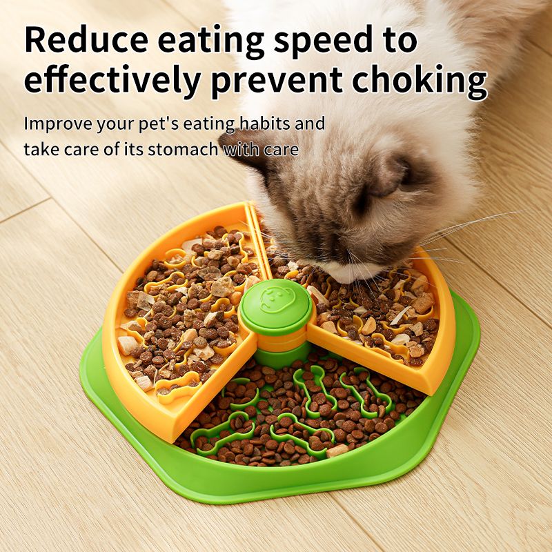 Large 360° Rotating Double-Layer Slow Feeder Bowl, 27 cm, Puzzle Feeder for Cats and Dogs