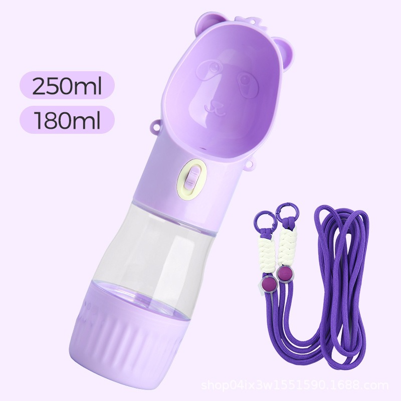 All-in-One Water and Food Pet Travel Cup, Portable Water Dispenser for Dogs and Cats – Purple