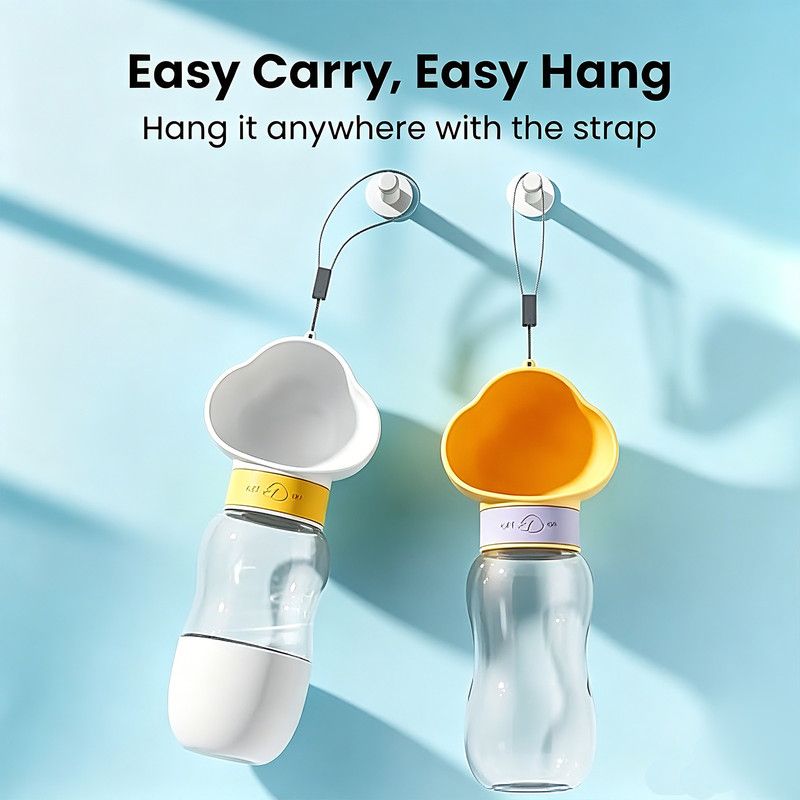 350ML Portable Outdoor Pet Water Cup, Leak-Proof Travel Water Dispenser - White