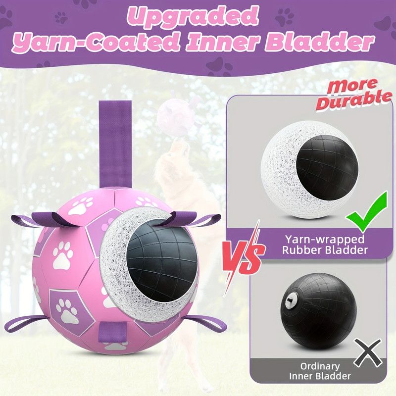 Durable Dog Soccer Ball Toy, 15cm Inflatable Soccer Ball, Teething and Entertainment Training Ball, Includes Pump - White