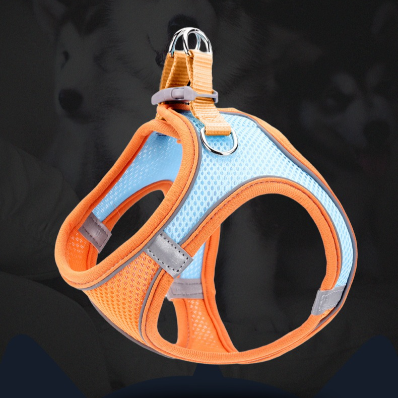 Breathable Reflective Pet Harness Set: Vest-Style Dog Harness + Leash - Black-XS
