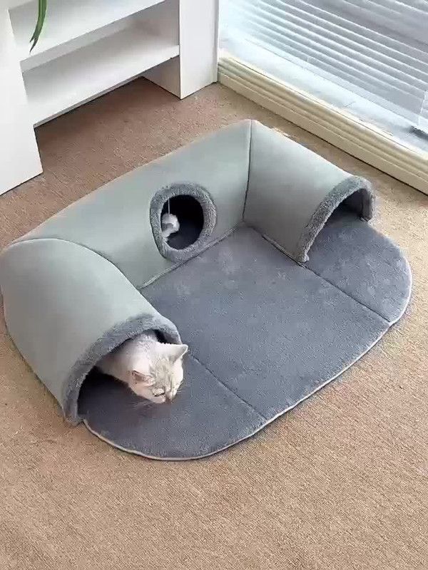 Warm Autumn/Winter Cat Tunnel Bed with Detachable Play-and-Sleep Cat Run – Size S