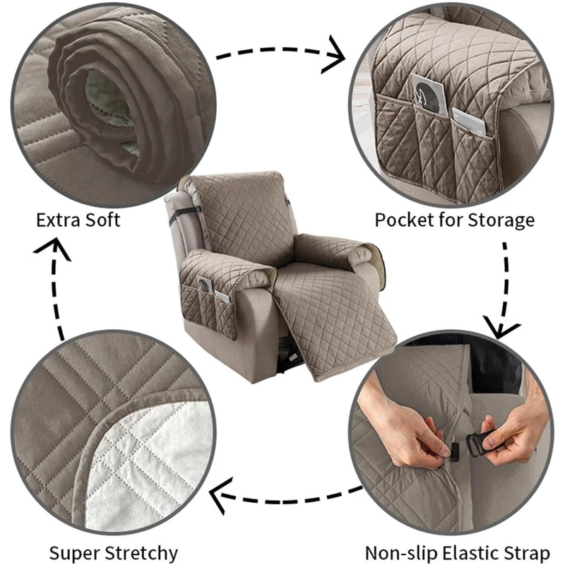 Waterproof and Non-Slip Single Armchair Cushion, Pet-Resistant and Machine-Washable Sofa Cover - Brown